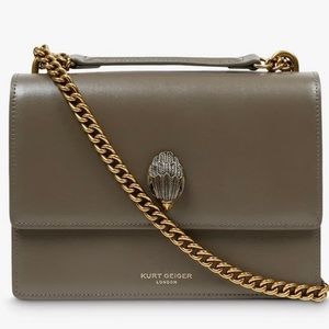 NEW Kurt Geiger London Shoreditch Khaki Leather Cross Body Bag
